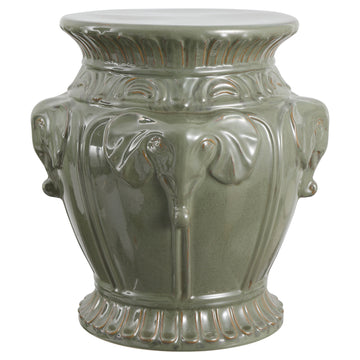 Anita 18" Classic Vintage Ceramic Indoor/Outdoor 4-Elephant Garden Stool